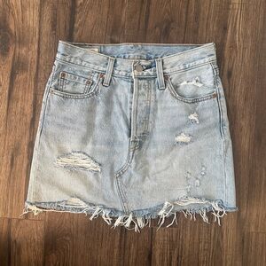 Levi’s Distressed Light Blue Denim Skirt